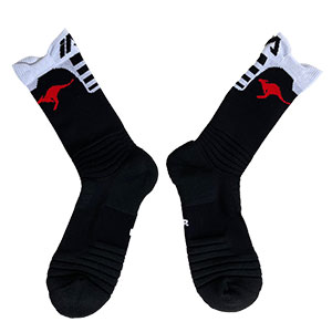 Red Roo Long Black Socks